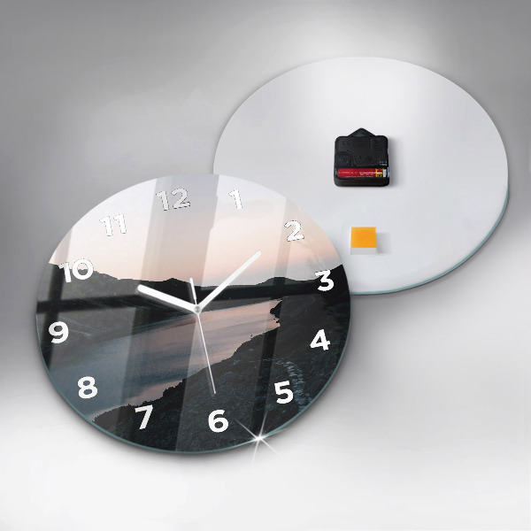 Orologio rotondo in vetro Lago e montagne