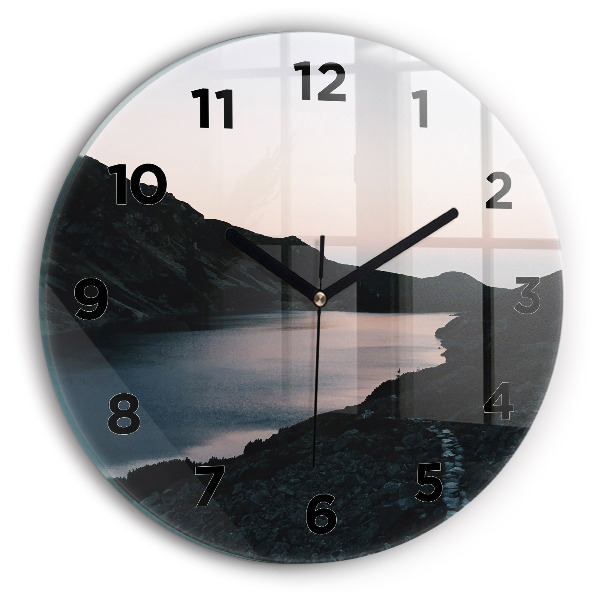 Orologio rotondo in vetro Lago e montagne