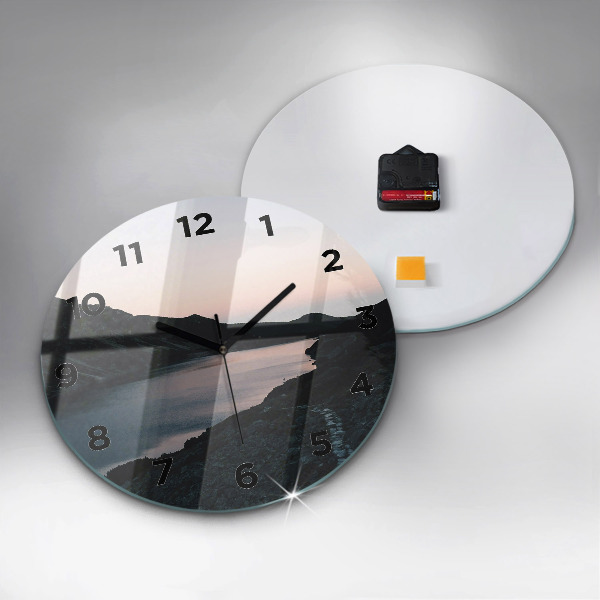 Orologio rotondo in vetro Lago e montagne