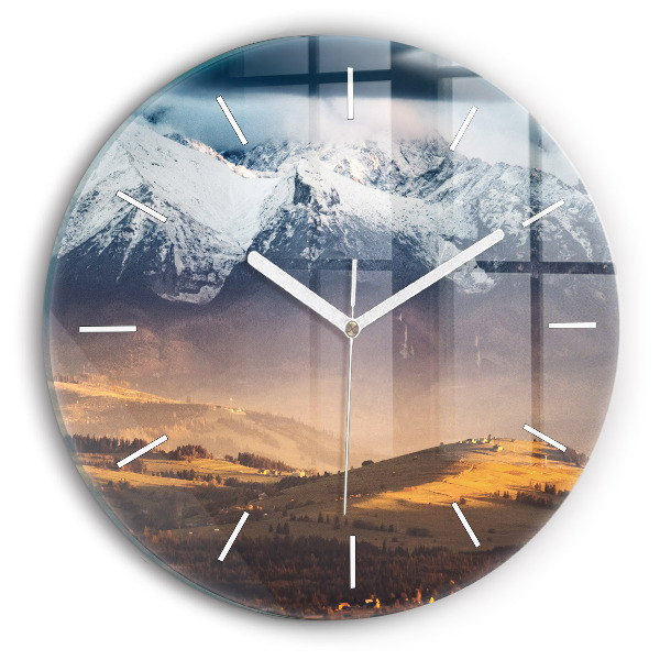 Orologio rotondo in vetro Paesaggio invernale dei Monti Tatra