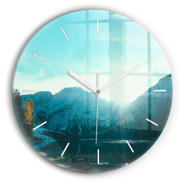 Orologio rotondo in vetro Montagna e fiume in Polonia