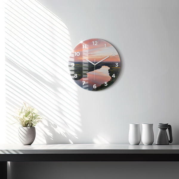 Orologio rotondo in vetro Vista lago