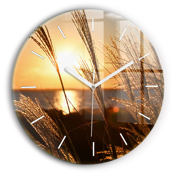 Orologio rotondo in vetro Grano al sole dorato