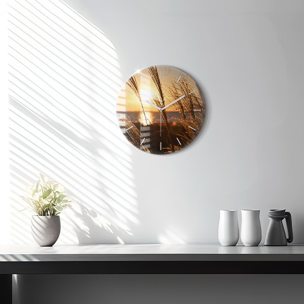 Orologio rotondo in vetro Grano al sole dorato