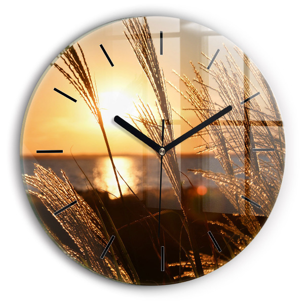 Orologio rotondo in vetro Grano al sole dorato