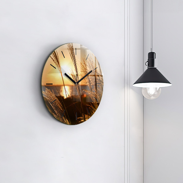 Orologio rotondo in vetro Grano al sole dorato