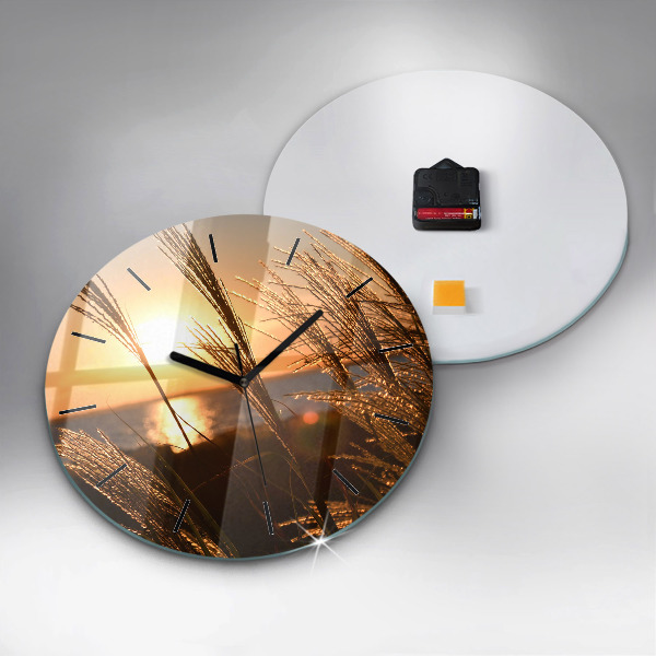 Orologio rotondo in vetro Grano al sole dorato