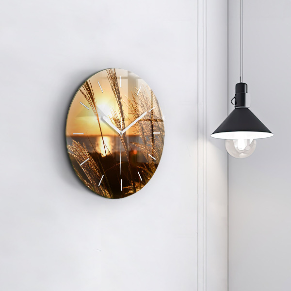 Orologio rotondo in vetro Grano al sole dorato