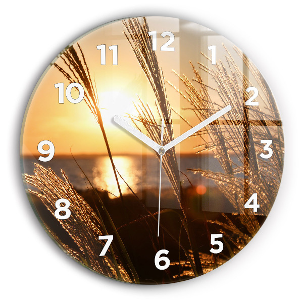 Orologio rotondo in vetro Grano al sole dorato