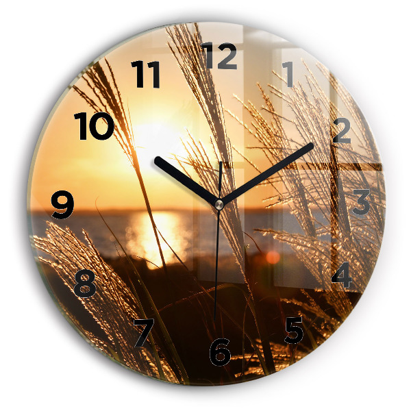 Orologio rotondo in vetro Grano al sole dorato