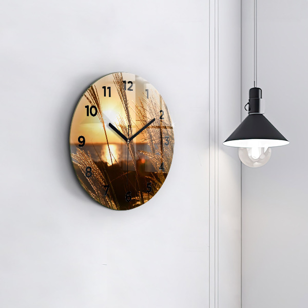 Orologio rotondo in vetro Grano al sole dorato
