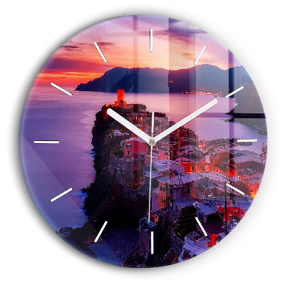 Orologio rotondo in vetro Case vicino al lago