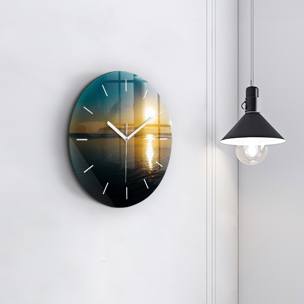 Orologio rotondo in vetro Paesaggio dell'alba
