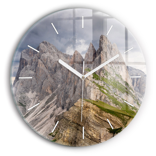 Orologio rotondo in vetro Montagne Rocciose