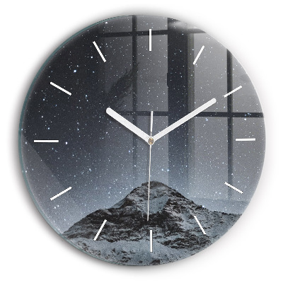 Orologio rotondo in vetro Montagna sotto le stelle