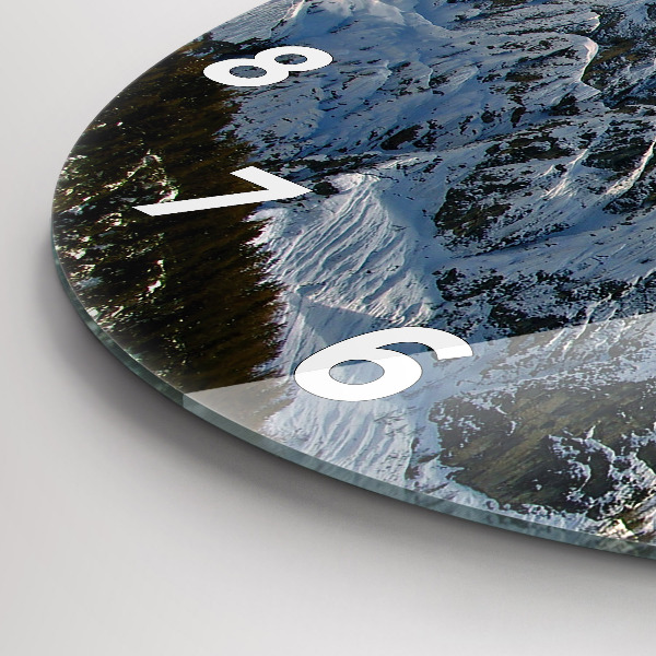 Orologio rotondo in vetro Montagne sotto il cielo azzurro