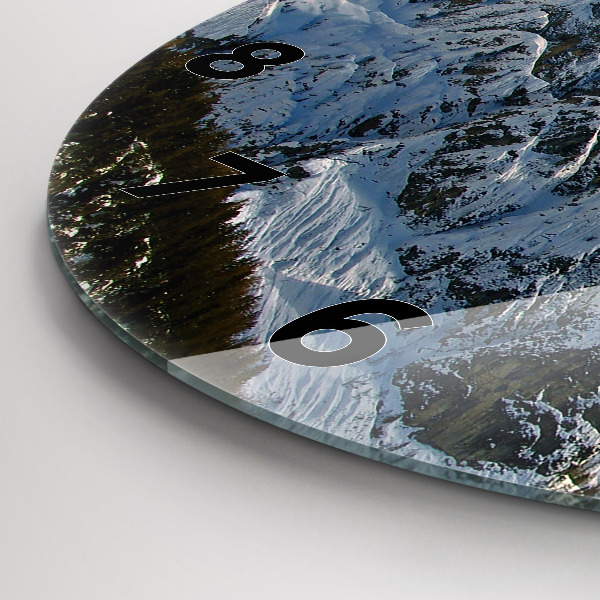 Orologio rotondo in vetro Montagne sotto il cielo azzurro