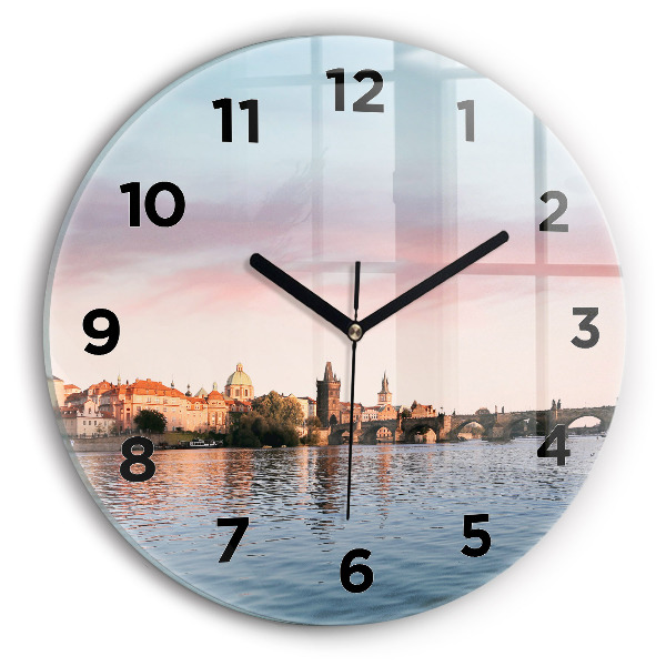 Orologio rotondo in vetro Ponte Carlo a Praga