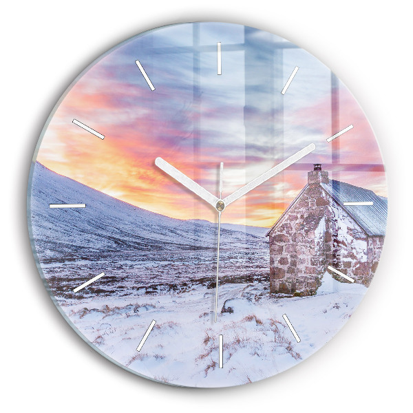 Orologio rotondo in vetro Cottage in montagna