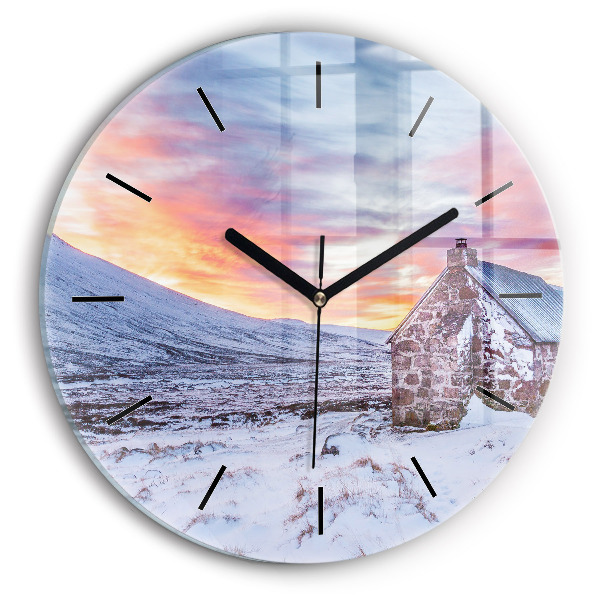 Orologio rotondo in vetro Cottage in montagna