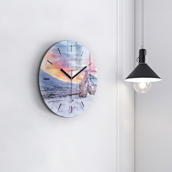 Orologio rotondo in vetro Cottage in montagna