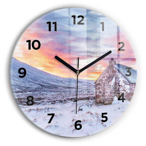 Orologio rotondo in vetro Cottage in montagna