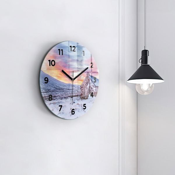 Orologio rotondo in vetro Cottage in montagna