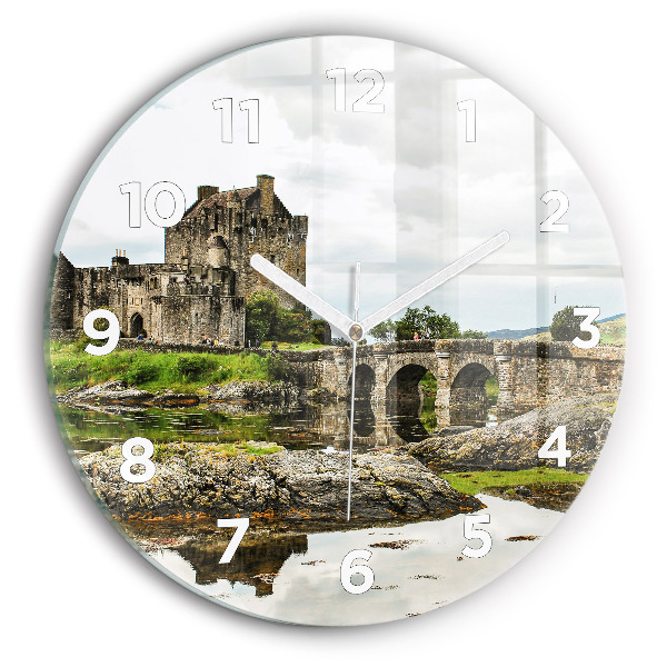 Orologio rotondo in vetro Castello di Eilean Donan Scozia