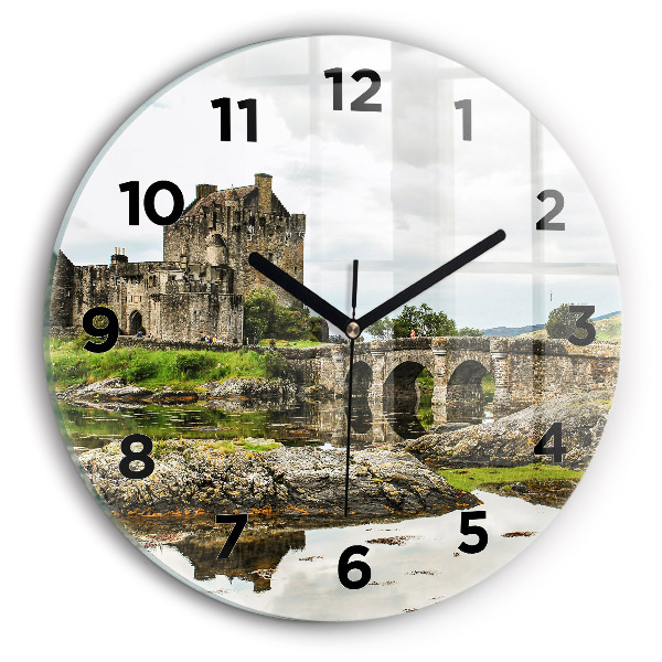 Orologio rotondo in vetro Castello di Eilean Donan Scozia