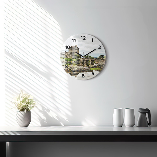 Orologio rotondo in vetro Castello di Eilean Donan Scozia