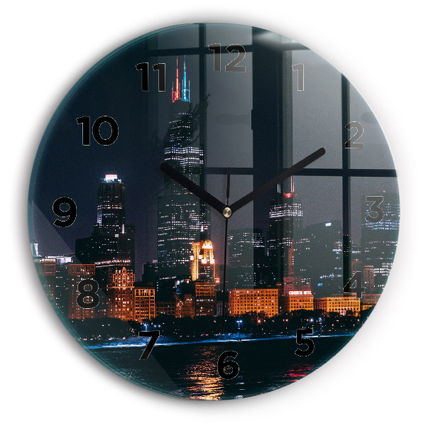 Orologio rotondo in vetro Paesaggio urbano di Chicago