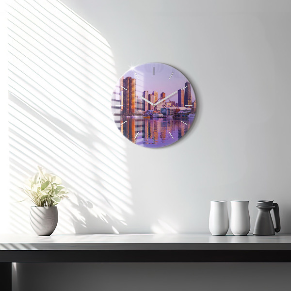 Orologio rotondo in vetro Vista dei grattacieli degli USA
