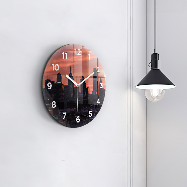 Orologio rotondo in vetro Skyline della città di Filadelfia