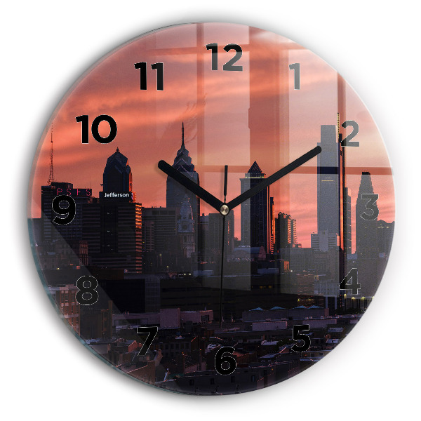 Orologio rotondo in vetro Skyline della città di Filadelfia