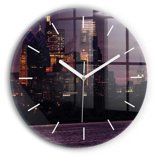 Orologio rotondo in vetro Skyline della città di Filadelfia