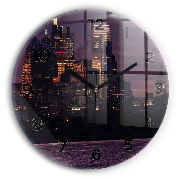 Orologio rotondo in vetro Skyline della città di Filadelfia