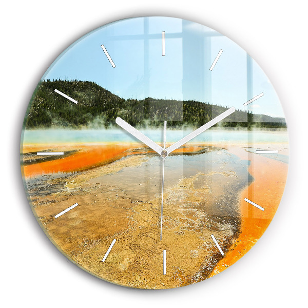 Orologio rotondo in vetro Lago con montagne