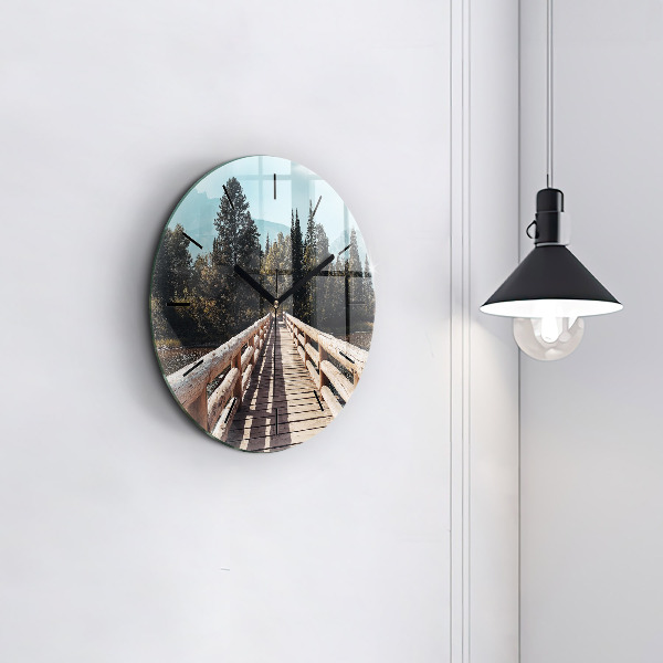 Orologio rotondo in vetro Montagne nello Yellowstone