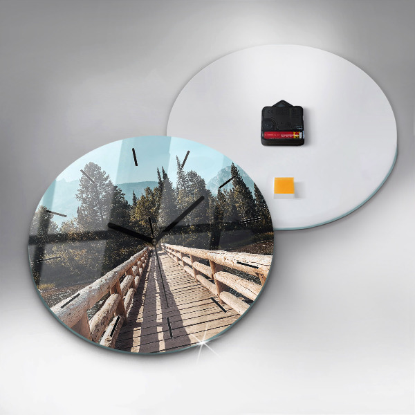 Orologio rotondo in vetro Montagne nello Yellowstone