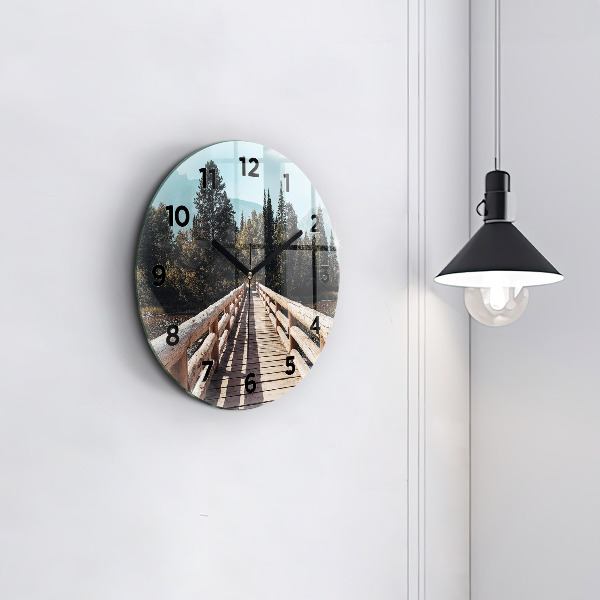 Orologio rotondo in vetro Montagne nello Yellowstone