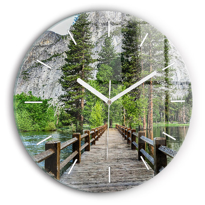 Orologio rotondo in vetro Ponte di legno di Yosemite