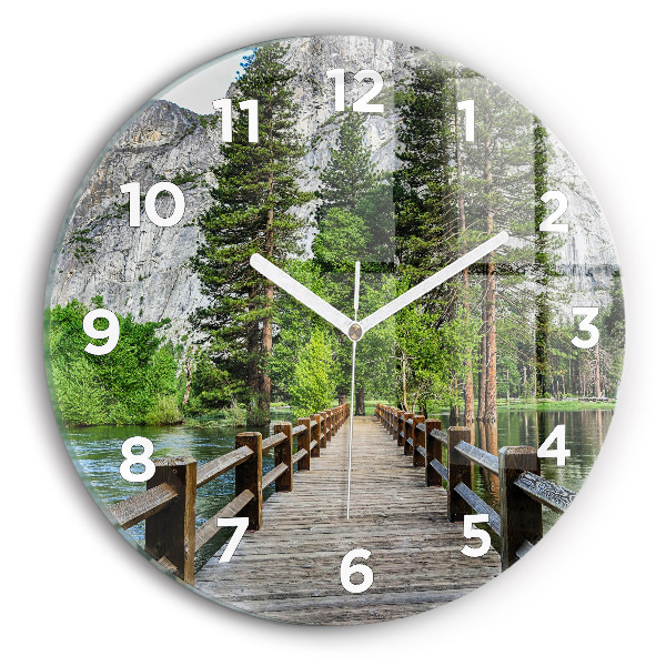 Orologio rotondo in vetro Ponte di legno di Yosemite