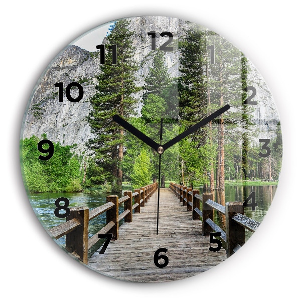 Orologio rotondo in vetro Ponte di legno di Yosemite