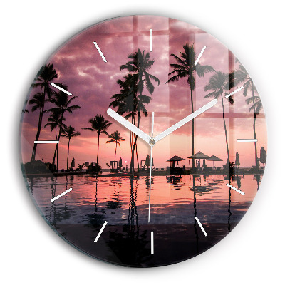 Orologio rotondo in vetro Palme alle Hawaii