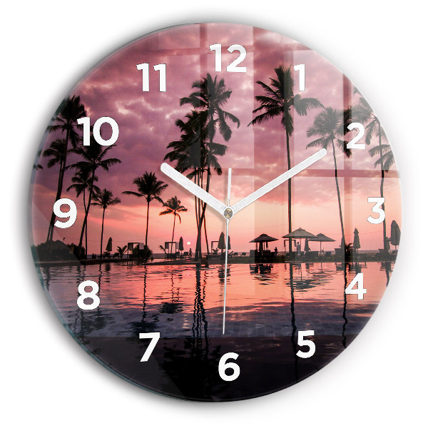 Orologio rotondo in vetro Palme alle Hawaii