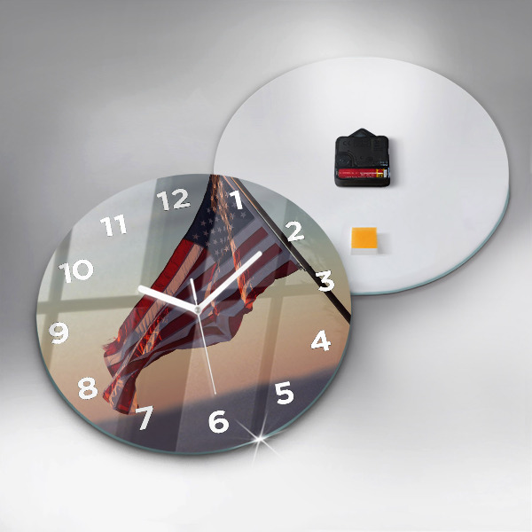 Orologio rotondo in vetro Bandiera degli Stati Uniti che sventola