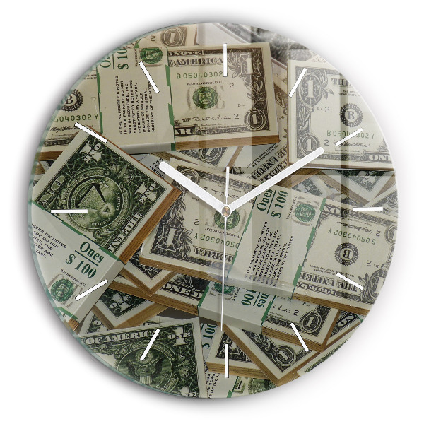 Orologio rotondo in vetro Dollari americani