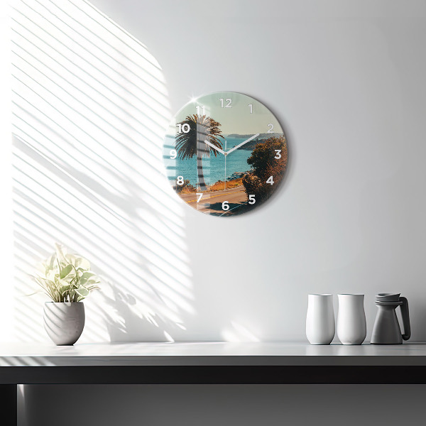 Orologio rotondo in vetro Palme a Malibu