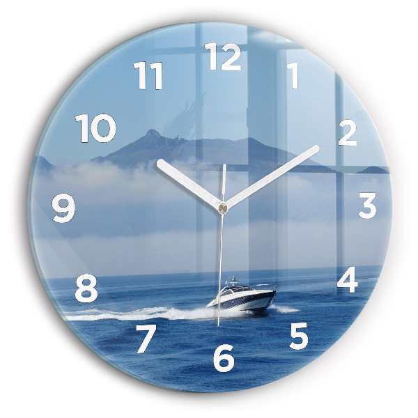 Orologio rotondo in vetro Una barca che galleggia sull'oceano