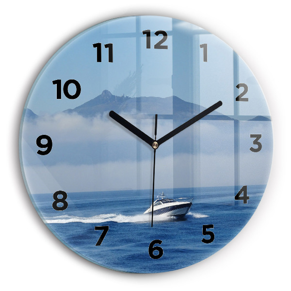 Orologio rotondo in vetro Una barca che galleggia sull'oceano